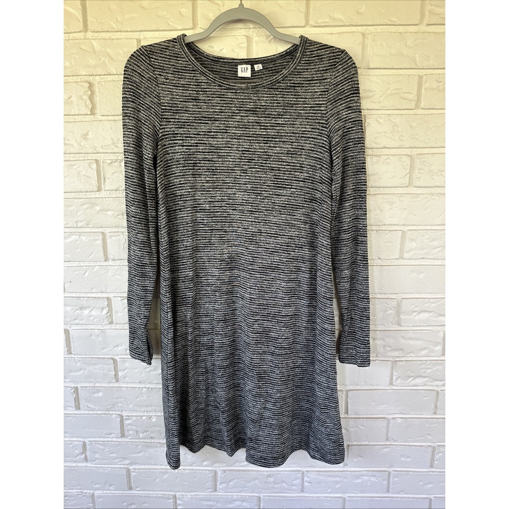 GAP Women's Long Sleeve Lightweight Sweater Dress Sz XS‎ Black And Grey